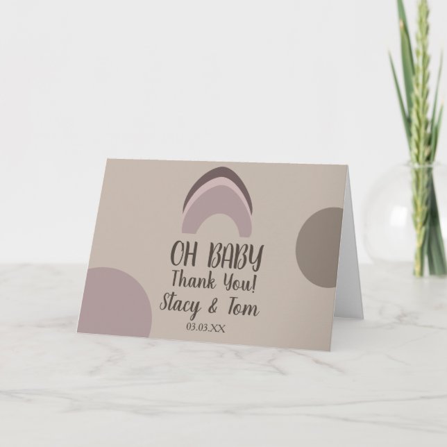 Cartão Obrigados Chás de fraldas boêmicos em formas orgân (Frente)