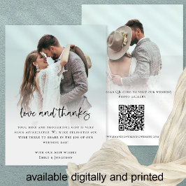 Cartão Obrigados de Amor com Código QR de Script Bold de 