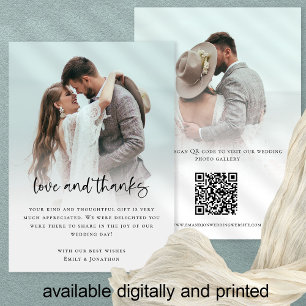 Cartão Obrigados de Amor com Código QR de Script Bold de