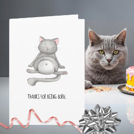 Cartão Obrigados De Gato Engraçados Por Serem Nasceres Fe