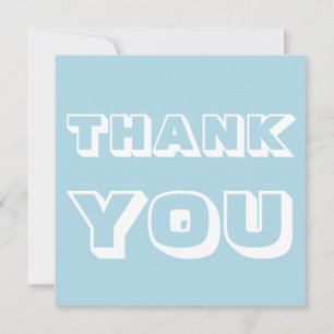 Cartão Obrigados, obrigado, branco azul claro