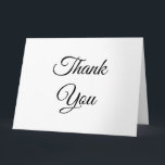 Cartão Obrigados, obrigado, saudação elegante branca negr<br><div class="desc">Obrigados, obrigado, carta de saudação de na moda elegante branco preto e elegante</div>