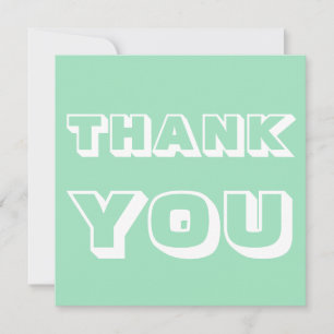 Cartão Obrigados, obrigado, verde-mar branco