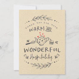 Cartão Obrigados para a Hospitalidade Quente e Maravilhos