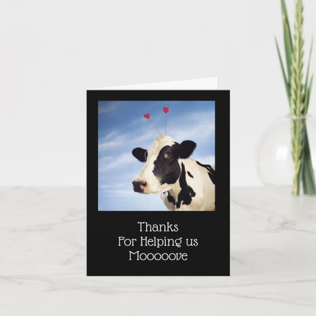 Cartão Obrigados para nos ajudar a mover-nos (Frente)