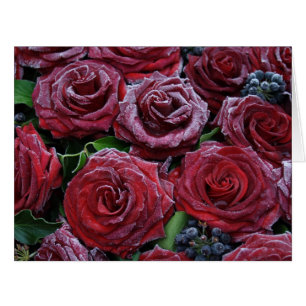 Cartão Obscuridade congelada - rosas vermelhas em uma