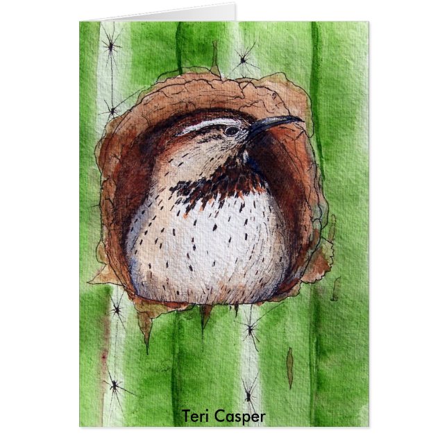 Cartão Observação da carriça de cacto (Frente)