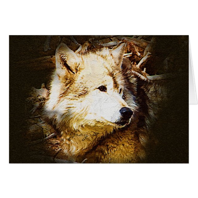 Cartão Observação do lobo cinzento (Frente Horizontal)