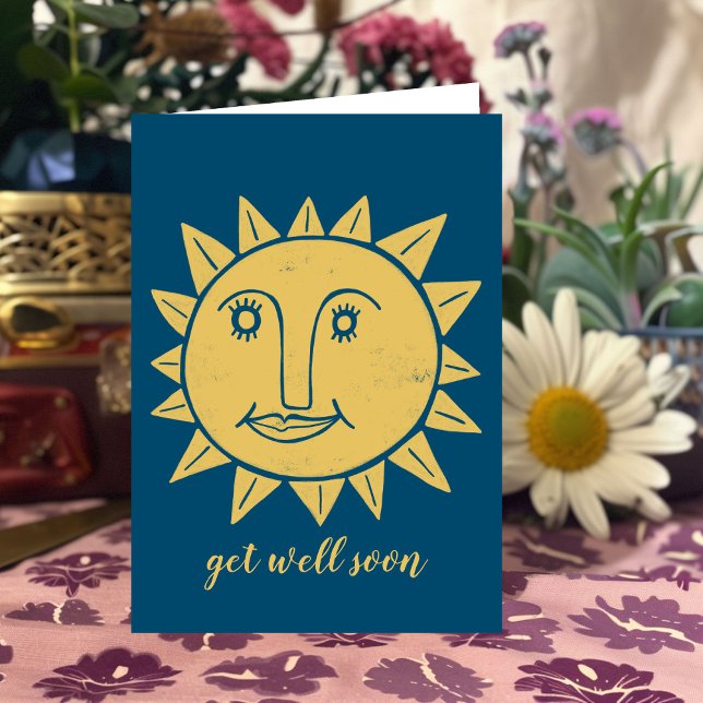 Cartão Obtenha bem em breve o Sunshine SympathCare Blue C (Get Well Soon Sunshine Blue Custom Greeting Card
)
