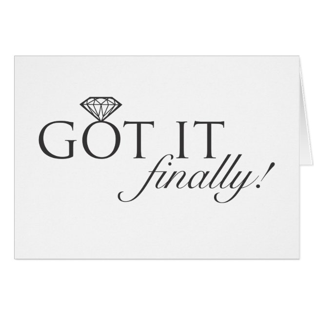 Cartão Obtido lhe - finalmente o anel de diamante (Frente Horizontal)