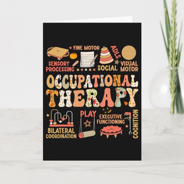 Cartão Occupational Therapy Fall Autumn Ot Retro Thanksgi (Frente)