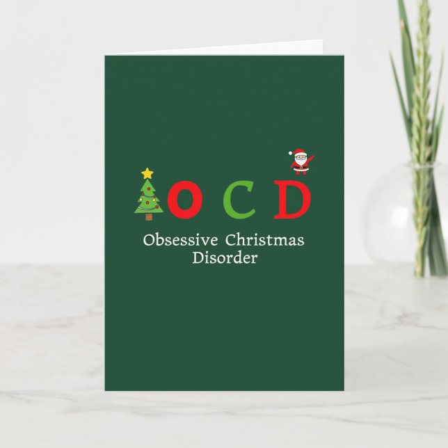 Cartão OCD Obsessive Christmas Disorder Funny Holiday Pun (Frente)
