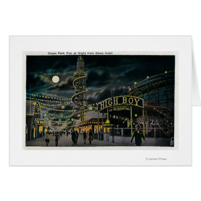 Cartão Ocean Park Pier da Noite do Hotel Dome (Frente Horizontal)