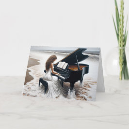 Cartão Ocean Seashore Pianist Birthday