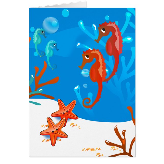 Cartão Oceano Aquático Cavalo-da-costa-ártico (Frente)