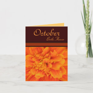 Cartão October Birth Flower - Marigold Note Card