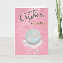Cartão October Calendula and Opal Birthday
