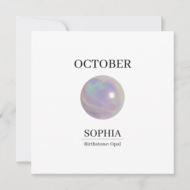 Cartão October Opal Personalized Birthday Card (Frente)