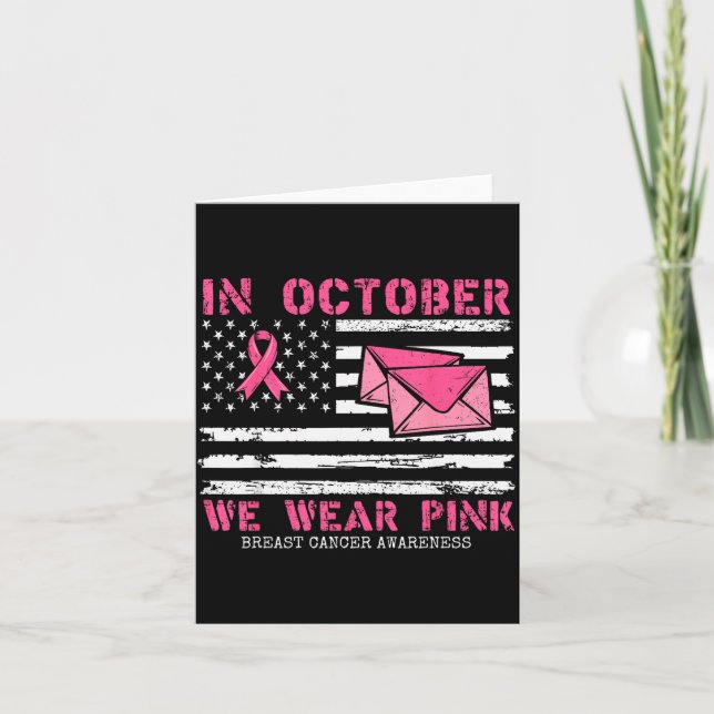 Cartão October We Wear Nk Breast Cancer Awareness Stal Wo (Frente)