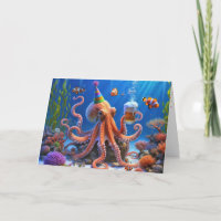 Octopus de aniversário com cerveja