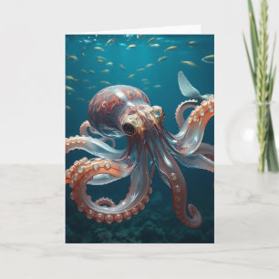 Cartão Octopus de Glassas no Mar Profundo