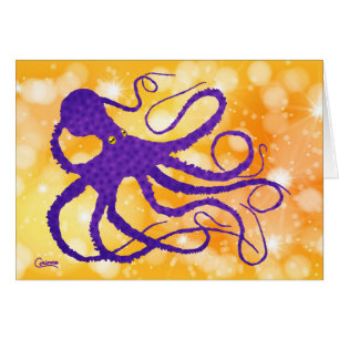 Cartão Octopus roxo - Placa de arte de 7" x 5"