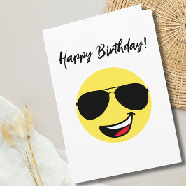 Cartão Óculos de Aviador de Rosto Feliz de Aniversário Fo