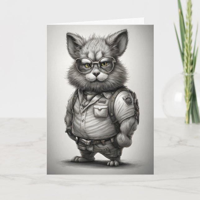 Cartão Óculos de Coelho Coelhinho Lindo Guarda Florestal (Frente)