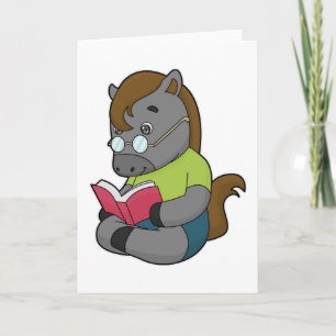 Cartão Óculos de Livro Fã de Cavalos