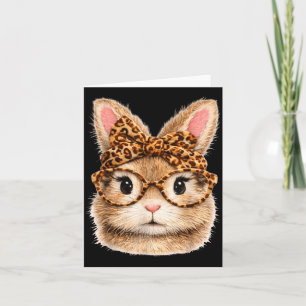 Cartão Óculos de Rosto de Coelhinho Fofo Bandana Leopardo