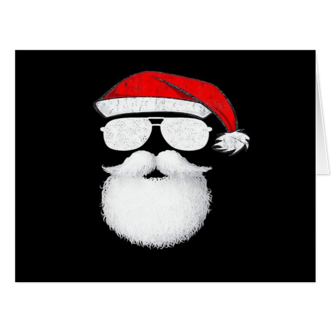 Cartão Óculos de sol com rosto de Papai Noel com chapéu e (Frente horizontal)