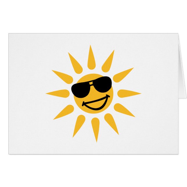 Cartão Óculos de sol de sorriso da cara do sol (Frente Horizontal)