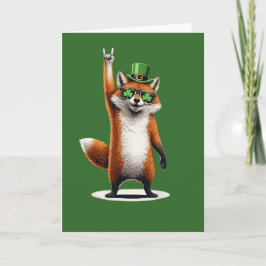 Cartão Óculos de sol Shamrock Lucky Fox no dia de São Pat