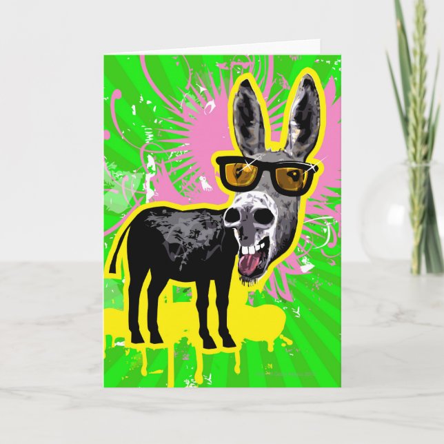 Cartão Óculos de sol Vestindo burro (Frente)