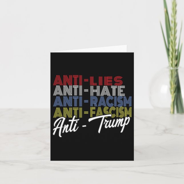 Cartão Ódio Anti Trump Mentiras E Fascismo Resistir Votar (Frente)