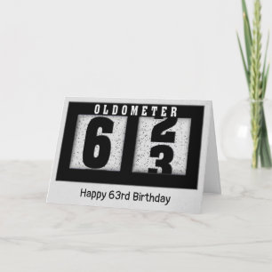 Cartão Odômetro preto para 63º aniversário