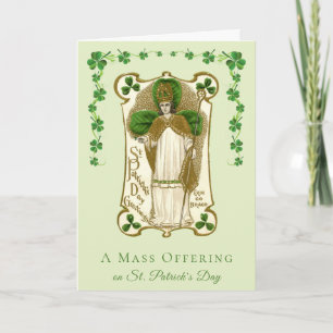 Cartão Oferta de Missa Católica Dia de São Patrício Trevo