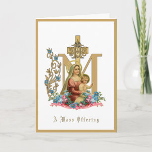 Cartão Oferta de Missa Católica Virgem Maria Jesus