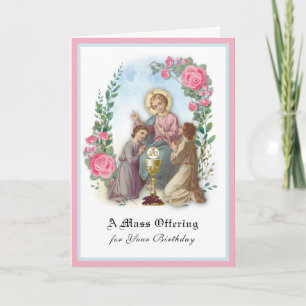 Cartão Oferta de Missa de Aniversário Católica Jesus Euca