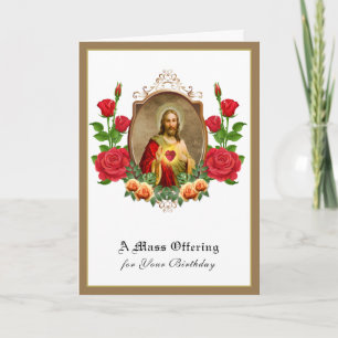 Cartão Oferta de Missa de Aniversário Católica Sagrado Co