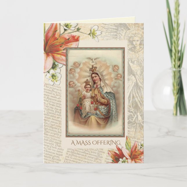Cartão Oferta de Missa de Réquiem Católica de Simpatia po (Frente)