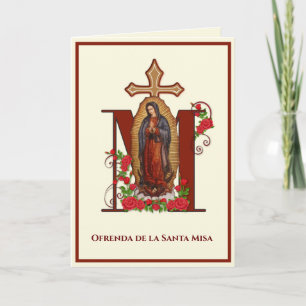 Cartão Oferta de Missa de Simpatia Católica Espanhola Gua