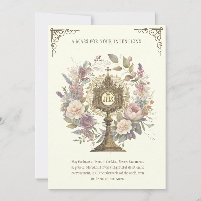 Cartão Oferta em Massa de Divinos Florais Elogia Eucarist (Frente)