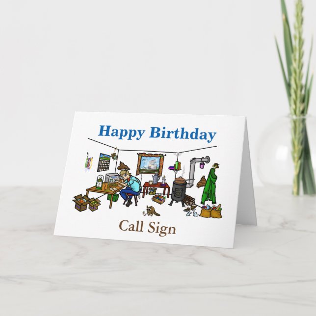 Cartão Off The Grid Ham Radio Birthday Card (Frente)