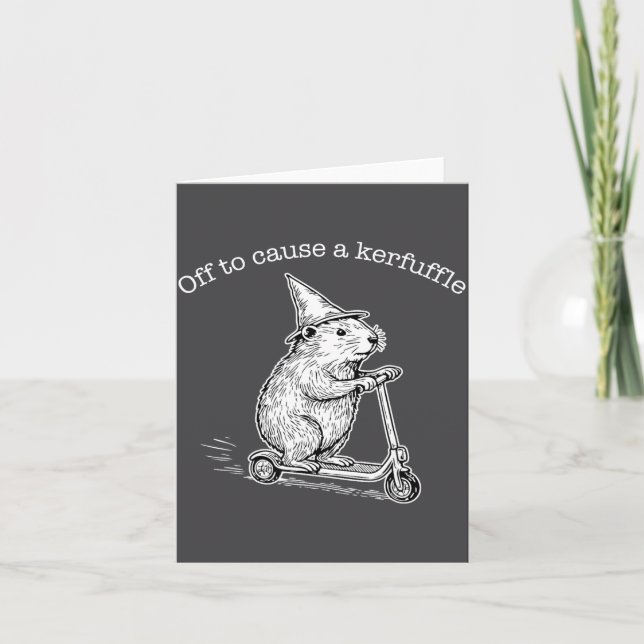 Cartão Off To Cause A Kerfuffle Funny Capybara Scooter Ch (Frente)