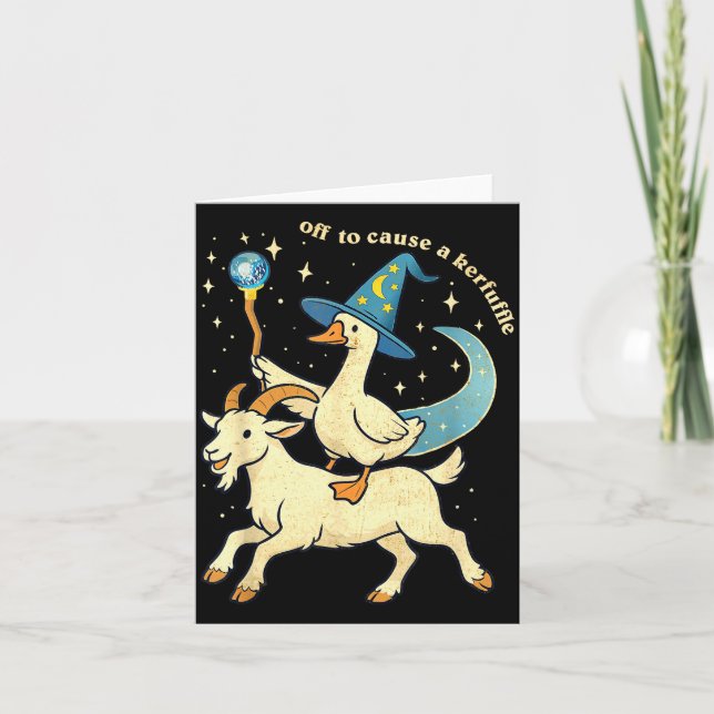 Cartão Off To Cause A Kerfuffle Funny Chaotic Weird Anima (Frente)