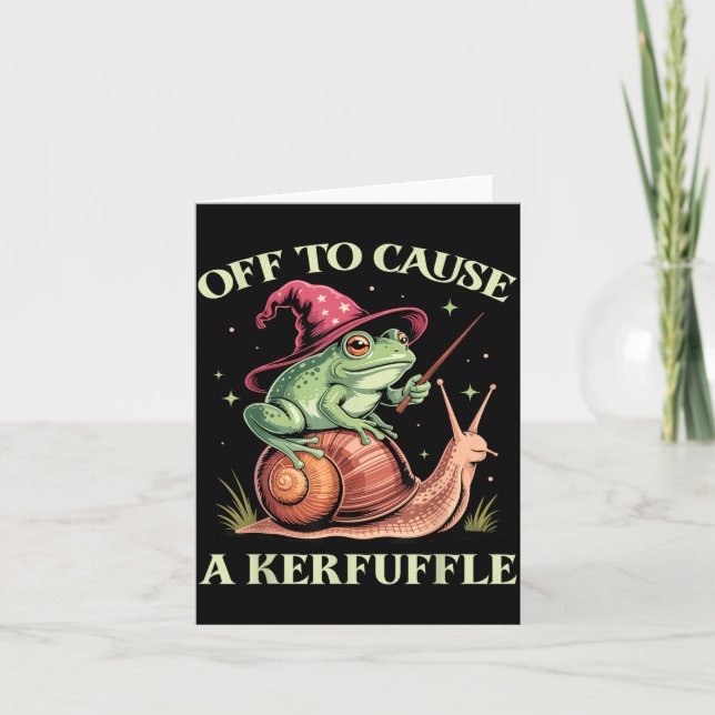 Cartão Off To Cause A Kerfuffle Whimsical Wizard Frog Mem (Frente)