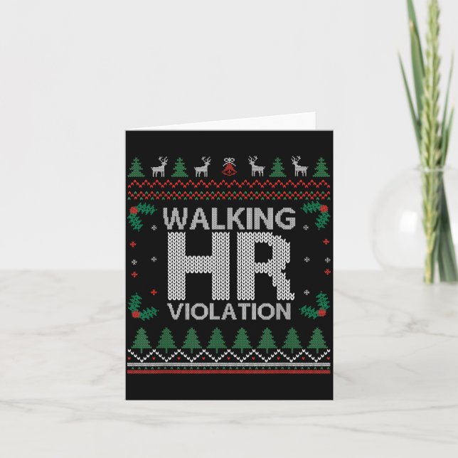 Cartão Office Ugly Christmas Funny Walking Hr Violation W (Frente)