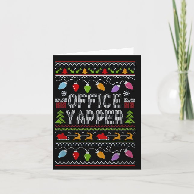 Cartão Office Yapper Ugly Sweater Christmas  (Frente)
