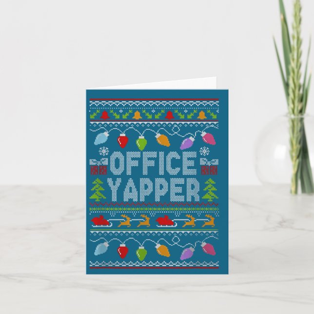 Cartão Office Yapper Ugly Sweater Christmas  (Frente)